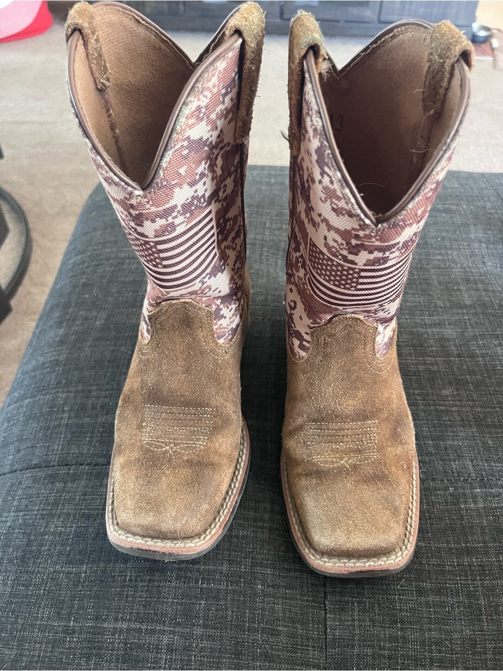 Ariat Brown Suede Boots with Pink Camo Shaft